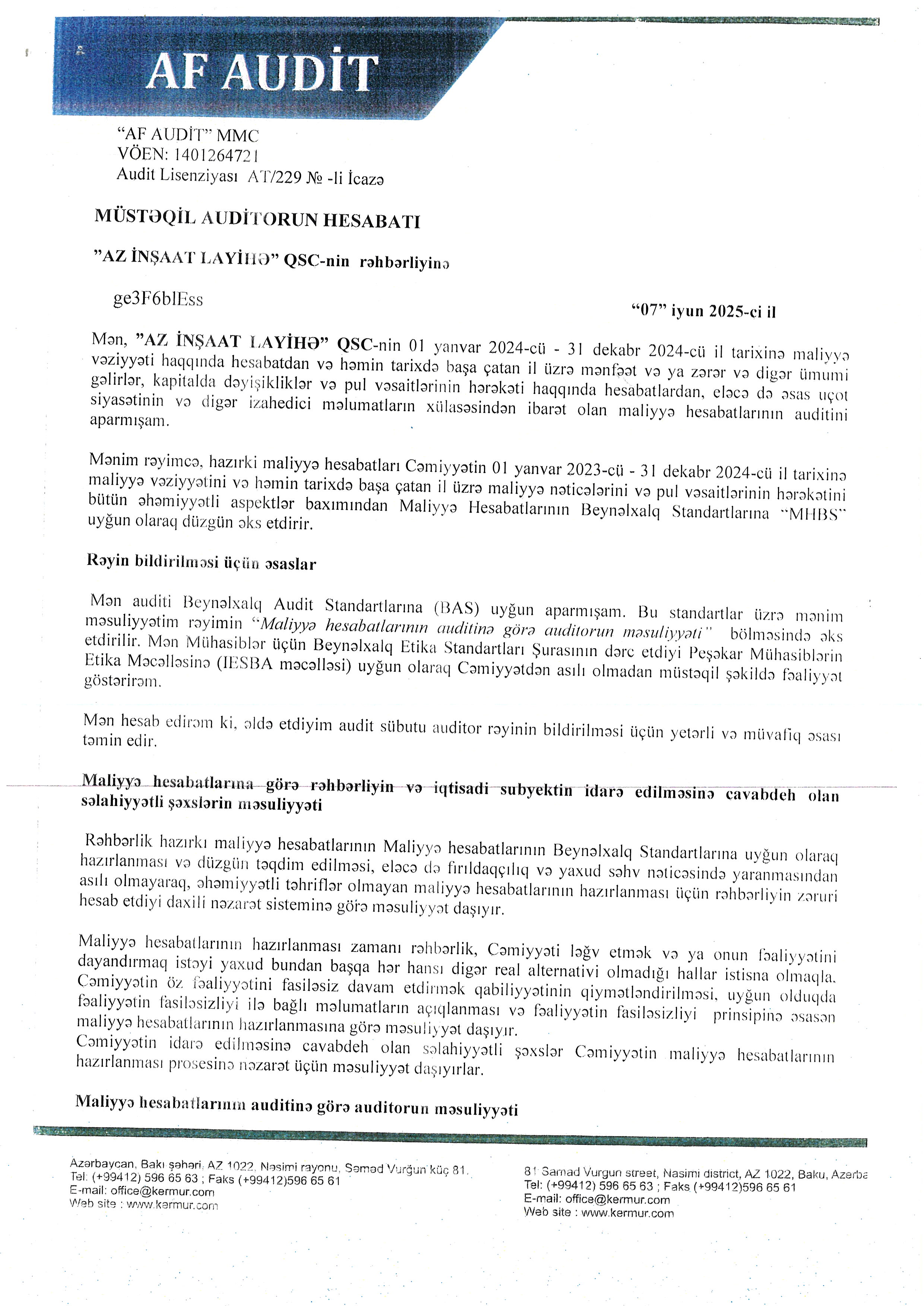 2024 Auditorun Hesabatı